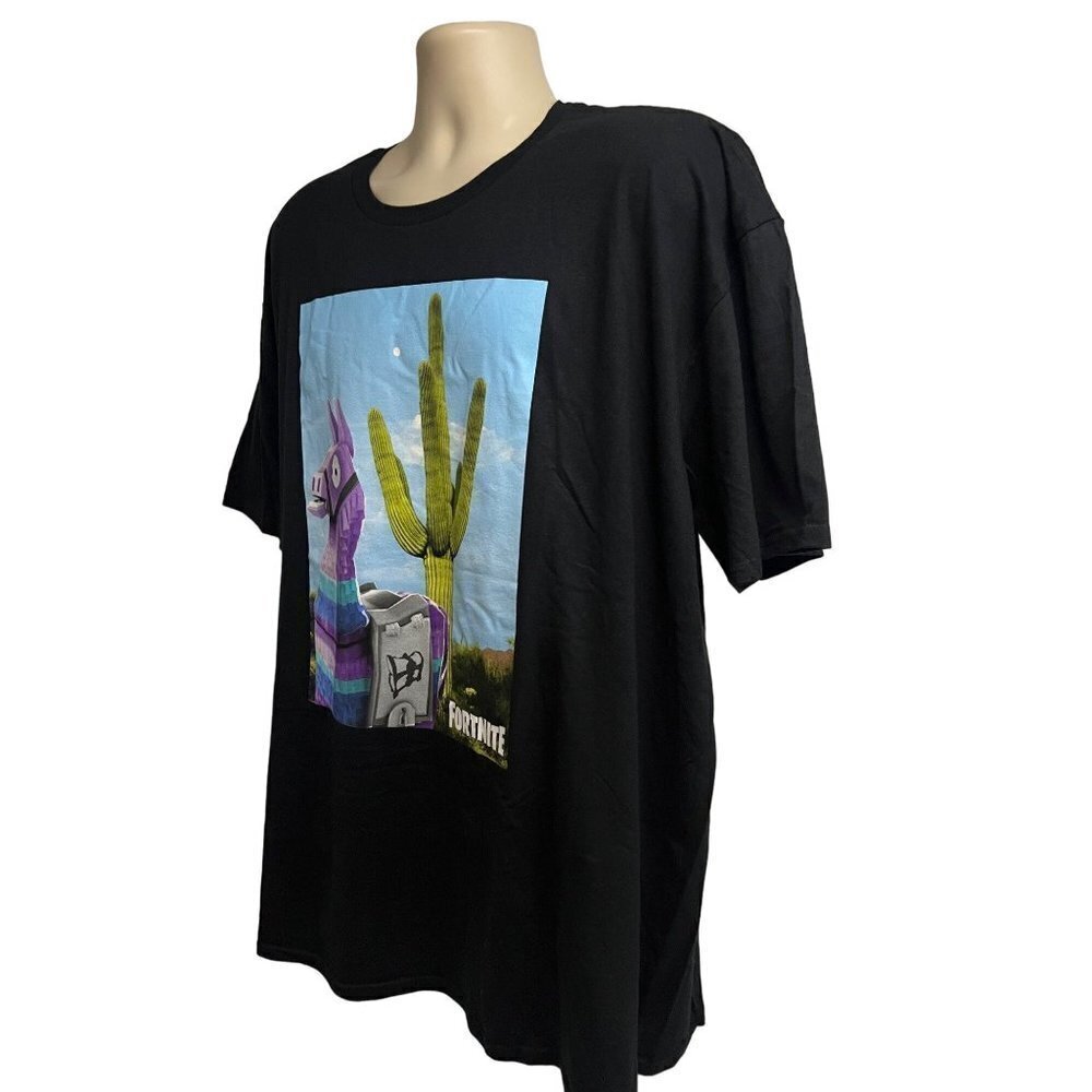 Fortnite Mens Epic Games Loot Llama Black Graphic T-Shirt 3XL Stretch Cotton New - Picture 3 of 7